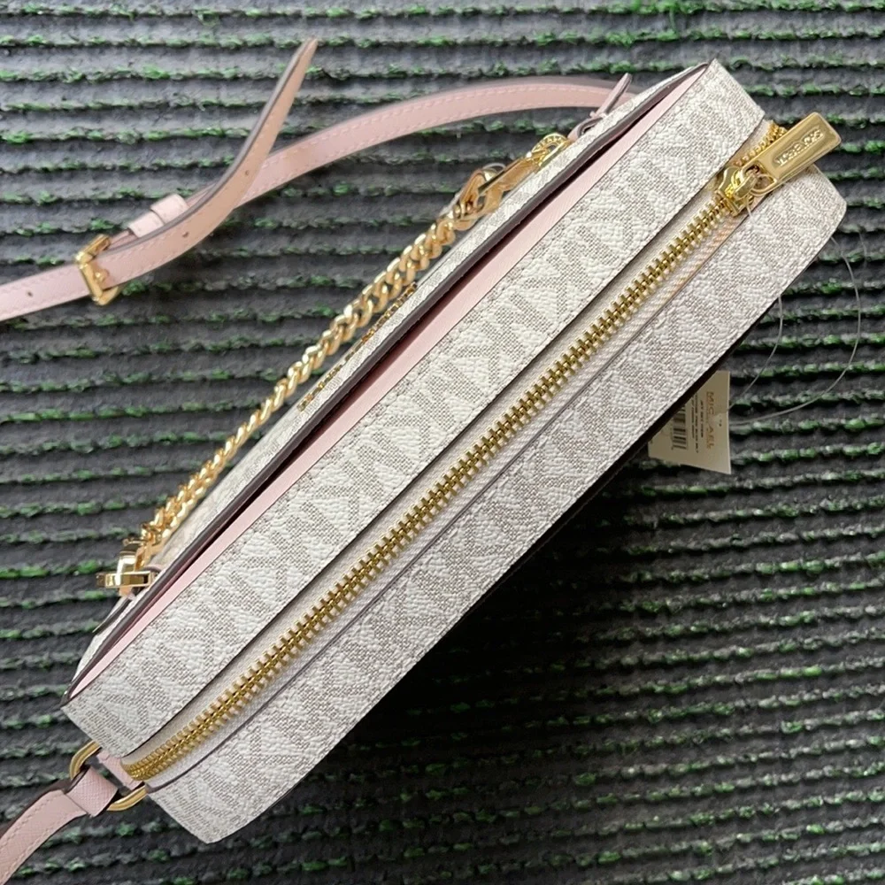 MICHAEL KORS LARGE EAST WEST ZIP CHAIN XBODY POWDER BLUSH MULTI